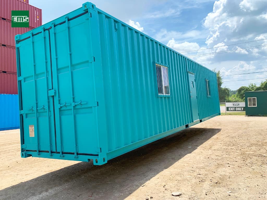 Teal Shipping Container with roll-up doors