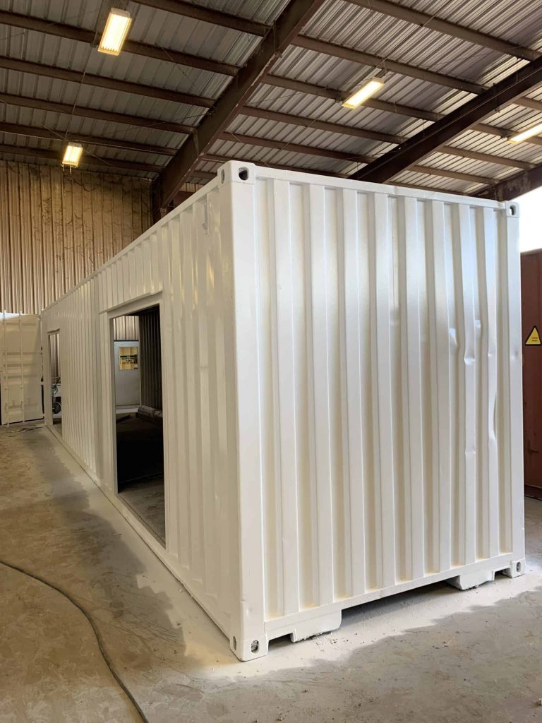 Shipping container modification shop